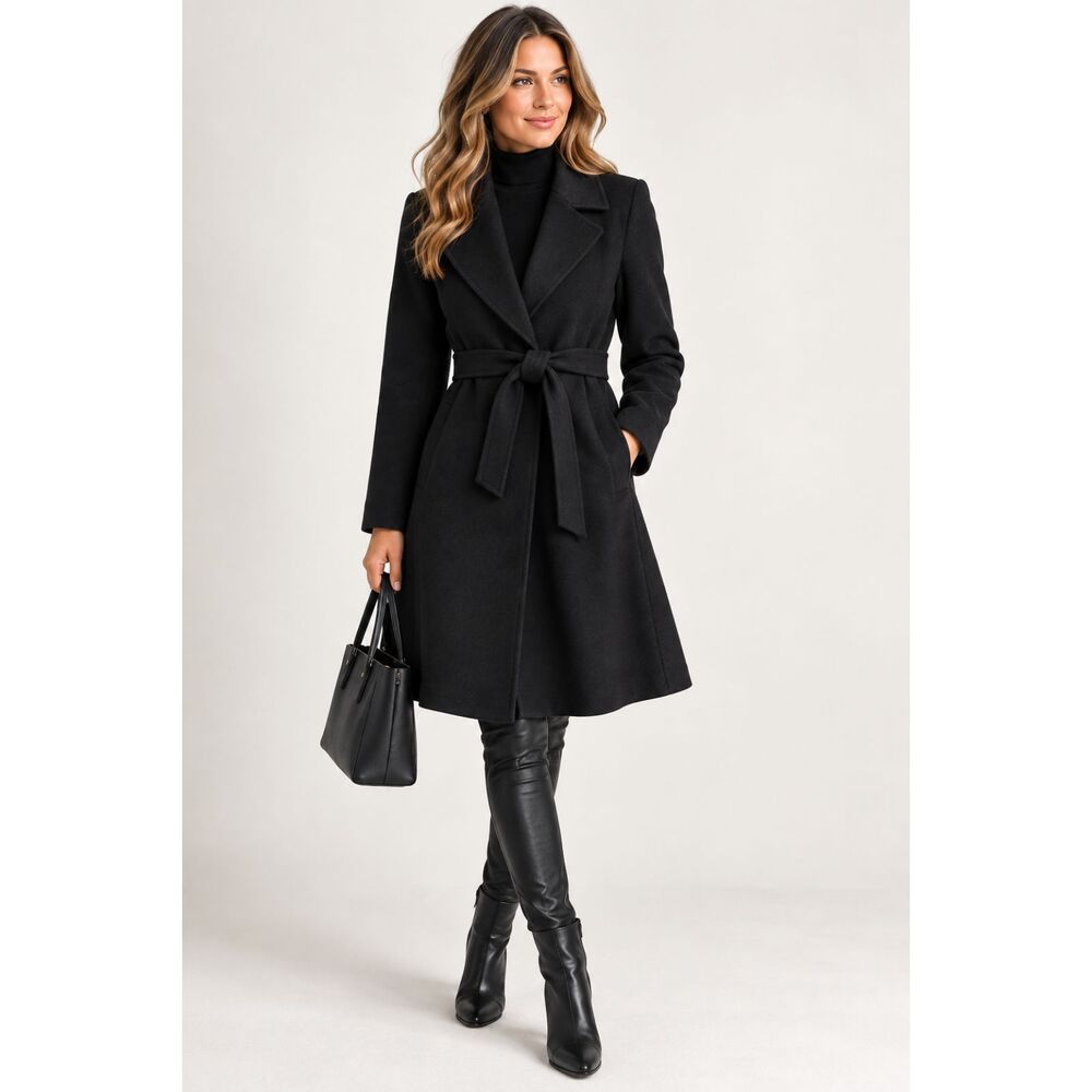 Kate Spade Belted Coat Black Size S Overcoat A-Line